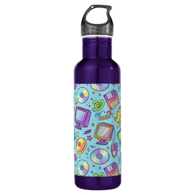 Botella De Agua Y2K Retro Tech Aesthetic Doodles Water Bottle (Anverso)