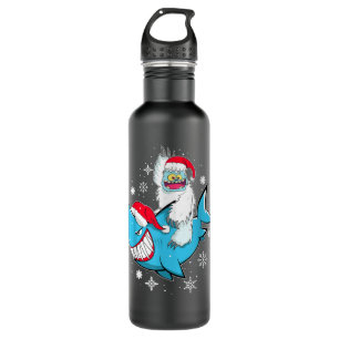 Botella De Agua Yeti Al Fiesta Tiburón Navidades De Santa Hat Paja