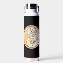 Botella de agua Yin Yang de oro y plata