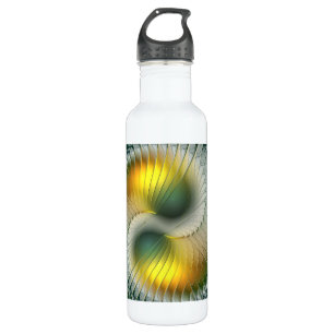 Botella De Agua Yin Yang Green Yellow Resumen Fractal colorido