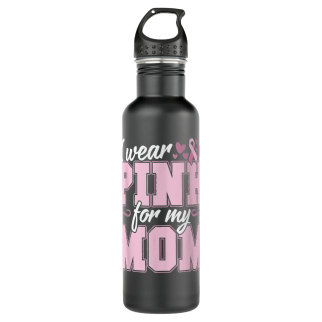Botella De Agua Yo uso rosado para mi mamá Tee de concientización  (Anverso)