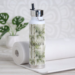 Botella De Agua Yoga de mindfulness de bambú verde