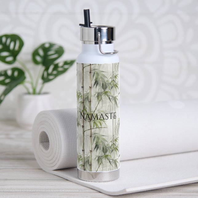 Botella De Agua Yoga de mindfulness de bambú verde (Yoga)
