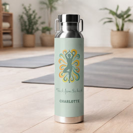 Botella De Agua Yoga instructor retro swirls name quote sage green