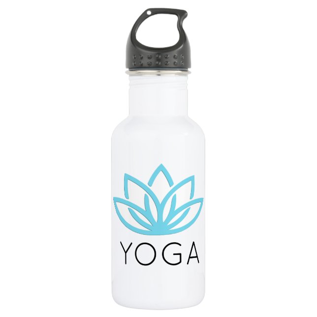 Botella De Agua Yoga Lotus simple azul Waterbottle (Anverso)