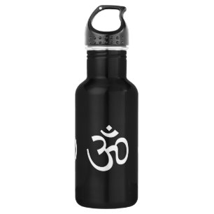 Botella De Agua Yoga, Om Aum Icon, Hinduismo Symbol, blanco negro