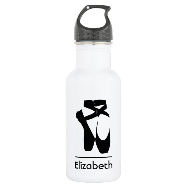 Botella De Agua Zapatos de ballet negro personalizados en punta (Anverso)