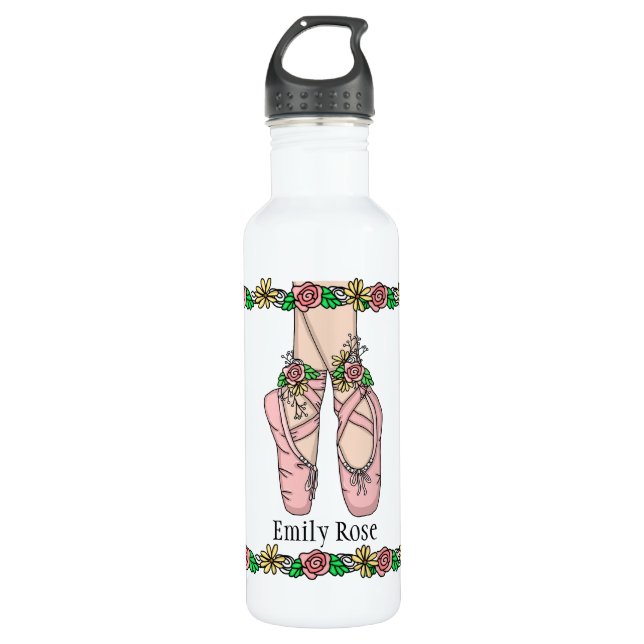 Botella De Agua Zapatos de ballet rosa personalizados (Anverso)