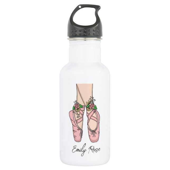 Botella De Agua Zapatos de ballet rosa personalizados (Anverso)
