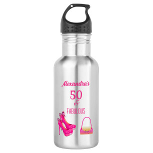 Botella De Agua Zapatos de tacón alto de cumpleaños 50 rosa calien