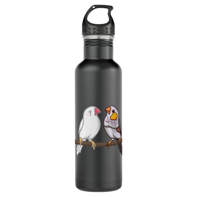 Botella De Agua Zebra Fines AMOR Zebra Finch Art Passerines Bird (Anverso)