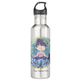 Botella De Agua Zen Chica Yoga Spa Roca Flores Cristales Espiritua