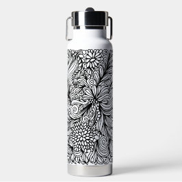 Botella De Agua Zentangle flower and paisley doodle design
