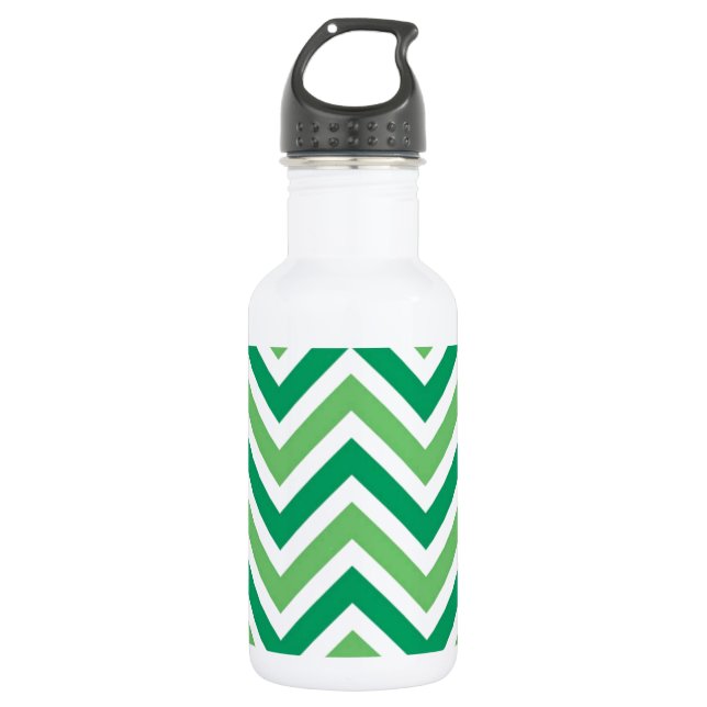 Botella De Agua zig-zags-chevrons verdes (Anverso)