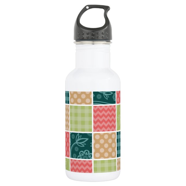 Botella De Agua Zigzag, Chevron, Gingham, Lunares, Patchwork (Anverso)