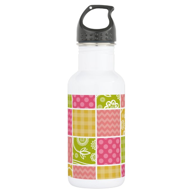 Botella De Agua Zigzag, Chevron, Lunares, Gingham, Patchwork (Anverso)