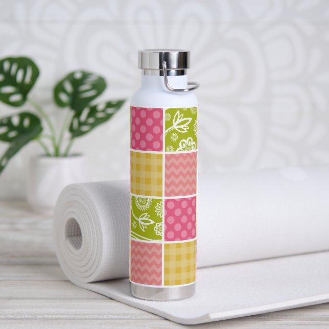 Botella De Agua Zigzag, Chevron, Polka Dots, Gingham, Patchwork (Yoga)