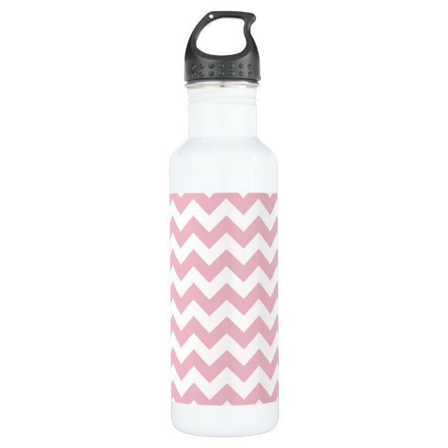 Botella De Agua Zigzag rosa, Chevron rosado, patrón geométrico (Anverso)