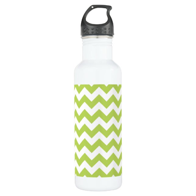 Botella De Agua Zigzag verde, Chevron verde, patrón geométrico (Anverso)