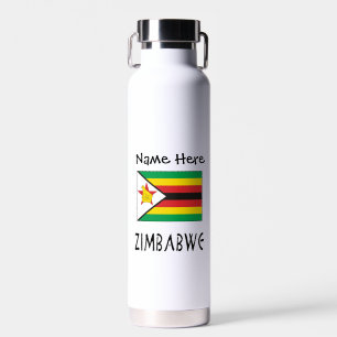 Botella De Agua Zimbabue Bandera de Zimbabue Nombre Personalizado