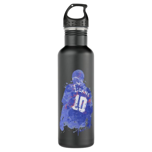 Botella De Agua Zinedine Zidane Leyenda Francesa Clásica T Camisa (Anverso)