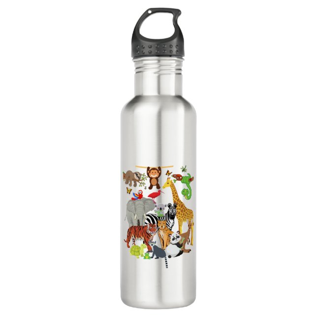 Botella De Agua Zoológico Animales Vida Silvestre Fiesta de cumple (Anverso)