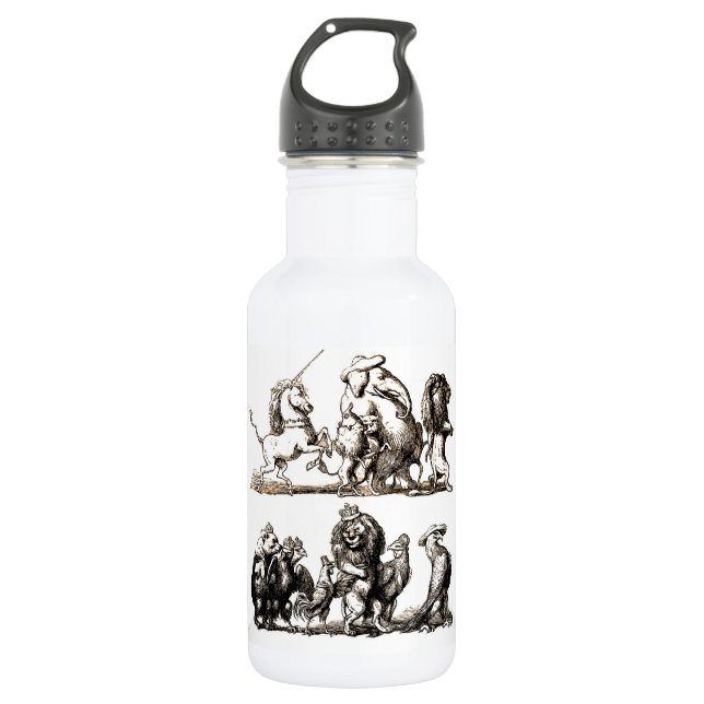 Botella De Agua Zoológico de leones de unicornio de arte animal (Anverso)
