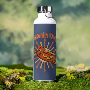Botella De Agua Zoomie Dog Flying Hot Dog Personalizado - Fun Retr