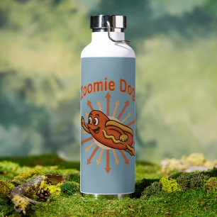 Botella De Agua Zoomie Dog Flying Hot Dog Personalizado - Fun Retr