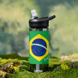 Botella de Brasil, bandera patriótica brasileña