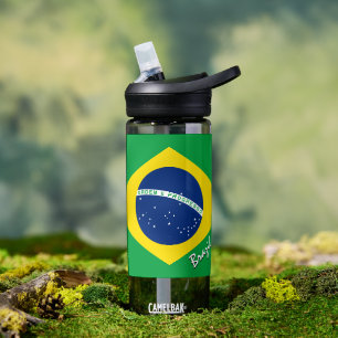 Botella de Brasil, bandera patriótica brasileña