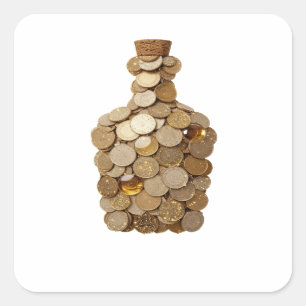 Botella de dinero de plata elegante Calcomanía de