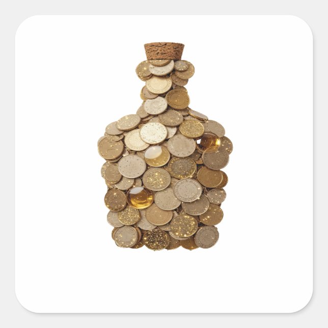 Botella de dinero de plata elegante Calcomanía de  (Anverso)