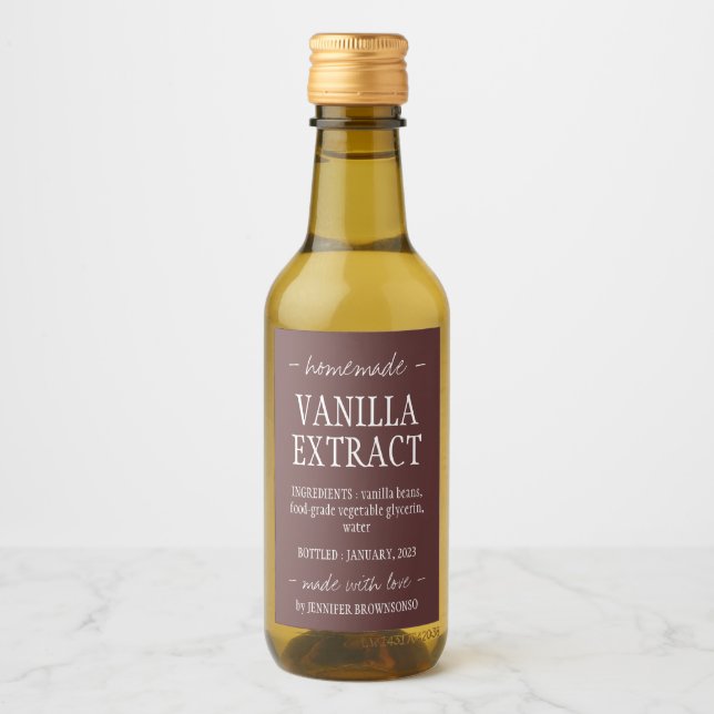 Botella de extracto de vainilla roja casera con am (Anverso)