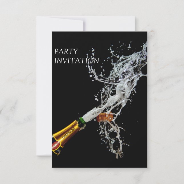 Botella de la invitación a la fiesta de champán (Anverso)