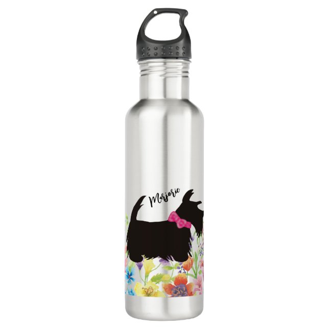 Botella de perro escocesa personalizada, scottie r (Anverso)