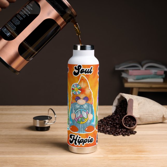 Botella de Tumbler Hippie Peace Tie Dye Gnomes (Café)