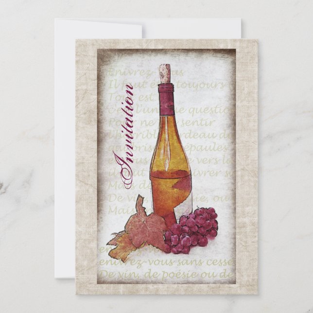 Botella de vino con la invitación de las uvas (Anverso)