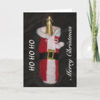 Botella De Vino En Santa Suit Tarjeta De Feliz Nav