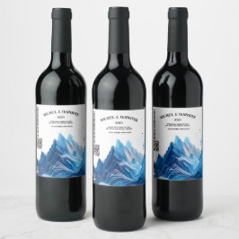 Botella De Vino Etiqueta azul para Bodas