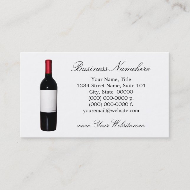 Botella de vino (Etiqueta en blanco) Tarjetas de v (Anverso)