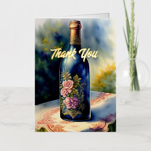 Botella de vino floral Gracias