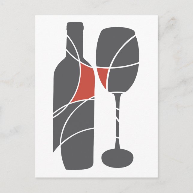 Botella de vino y postal de vidrio (Anverso)