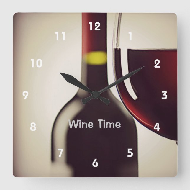 Botella de vino y reloj de pared de diseño de vidr (Anverso)