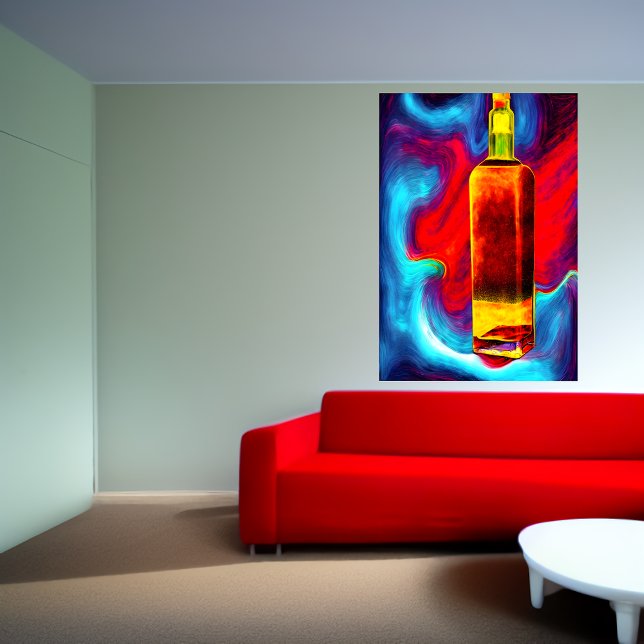 Botella de whisky, fondo colorido | Arte IA (Subido por el creador)