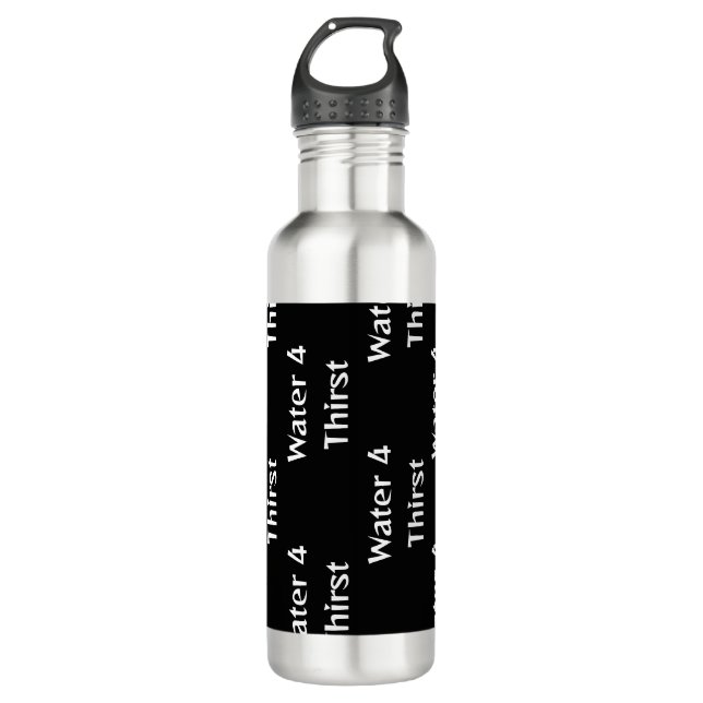 Botella vertical de agua negra personalizada (Anverso)