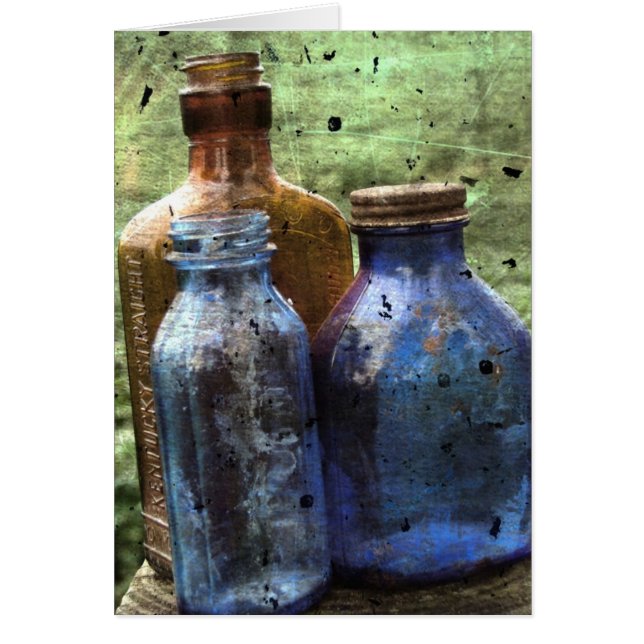 Botellas azules y marrones vintage (Frente)