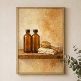Botellas de aceite ámbar Cartel de arte acuarela g
