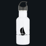 Botellas de agua<br><div class="desc">Esta botella de agua se muestra en blanco con una huella de velero en color negro. Personalizar este artículo o compra tal cual.</div>