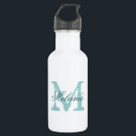 Botellas de agua boda monograma personalizadas<br><div class="desc">Botellas de agua boda monograma personalizadas. Letra inicial de nombre vintage con tipografía caligráfica de guión elegante para el nombre. Diseño monocasco para la moda rústica con ducha de novia o elegante fiesta de boda. Personalizable con nombre, presupuesto o título. Haz lo que quieras para que la novia sea y...</div>